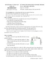 Đề thi vào lớp 10 chuyên Hóa học năm 2020-2021 có đáp án - Trường THPT chuyên Long An