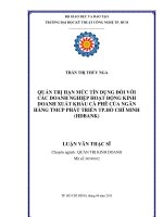 Quản trị hạn mức tín dụng đối với các doanh nghiệp hoạt động kinh doanh xuất khẩu cà phê của ngân hàng TMCP phát triển Tp.Hồ Chí Minh (HD Bank)