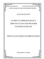 Tóm tắt luận án Tiến sĩ Tài chính ngân hàng: Tác động của chính sách tiền tệ và chính sách an toàn vĩ mô đến ổn định ngân hàng tại Việt Nam
