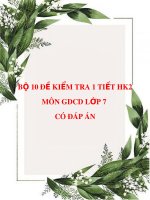 Bộ 10 đề kiểm tra 1 tiết học kì 2 môn GDCD lớp 7 có đáp án