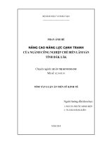 Tóm tắt luận án Tiến sĩ Kinh tế: Nâng cao năng lực cạnh tranh của ngành công nghiệp chế biến lâm sản tỉnh Đăk Lăk