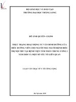 Luận văn thạc sĩ thực trạng hoạt động tư vấn dinh dưỡng của điều dưỡng viên cho người nhà người bệnh điều trị nội trú tại bệnh viện tâm thần trung ương 1 năm 2020 