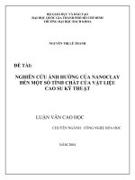 Nghiên cứu ảnh hưởng của nanoclay đến một số tính chất của vật liệu cao su kỹ thuật 