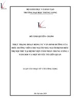 (Luận văn thạc sĩ) thực trạng hoạt động tư vấn dinh dưỡng của điều dưỡng viên cho người nhà người bệnh điều trị nội trú tại bệnh viện tâm thần trung ương 1 năm 2020 