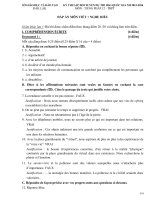 Đáp án chọn đội tuyển HSG Tiếng Pháp bài nghe lớp 12 Đắk Lắk 2015-2016