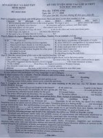 Đề thi vào lớp 10 môn Tiếng Anh năm 2020-2021 có đáp án - Sở GD&ĐT Bình Định