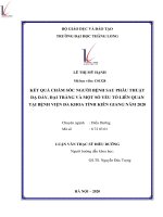 Tóm tắt luận văn thạc sĩ điều dưỡng kết quả chăm sóc người bệnh sau phẫu thuật dạ dày, đại tràng và một số yếu tố liên quan tại bệnh viện đa khoa tỉnh kiên giang năm 2020 