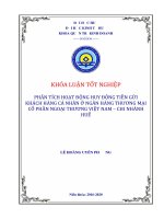 Phân tích hoạt động huy động tiền gửi khách hàng cá nhân ở ngân hàng thương mại cổ phần ngoại thương việt nam – chi nhánh huế 