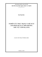 Nghiên cứu thực trạng và đề xuất giải pháp quản lý môi trường khu vực vịnh hạ long 