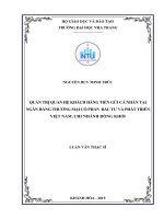 Quản trị quan hệ khách hàng tiền gửi cá nhân tại ngân hàng thương mại cổ phần đầu tư và phát triển việt nam, chi nhánh đồng khởi  