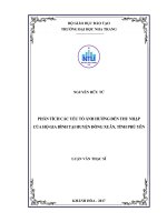 Phân tích các nhân tố ảnh hưởng đến thu nhập của hộ gia đình tại huyện đồng xuân, tỉnh phú yên  