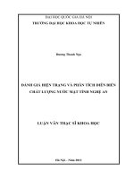 Đánh giá hiện trạng và phân tích diễn biến chất lượng nước mặt tỉnh nghệ an 