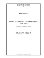 Nghiên cứu hệ số ma sát trên đáy sông vùng triều 