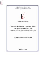 Tóm tắt luận văn thạc sĩ điều dưỡng kết quả chăm sóc phục hồi chức năng cho người bệnh đột quỵ não tại bệnh viện đa khoa khu vực tân châu 