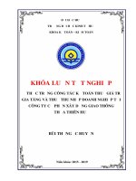 THỰC TRẠNG CÔNG tác kế TOÁN THUẾ GIÁ TRỊ GIA TĂNG và THUẾ THU NHẬP DOANH NGHIỆP tại CÔNG TY cổ PHẦN xây DỰNG GIAO THÔNG THỪA THIÊN HUẾ 