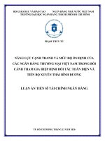 Luận án Tiến sĩ Tài chính - Ngân hàng: Năng lực cạnh tranh và mức độ ổn định của các ngân hàng thương mại Việt Nam trong bối cảnh tham gia Hiệp định đối tác toàn diện và tiến bộ xuyên Thái Bình Dương