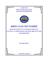 Đánh giá công tác tuyển dụng nhân lực tại công ty TNHH thương mại tổng hợp tuấn việt chi nhánh huế 