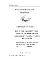 Tóm tắt Khóa luận tốt nghiệp khoa Văn hóa du lịch: Khu di tích Đặng Thùy Trâm trong xu thế phát triển du lịch lịch sử - văn hóa của tỉnh Quảng Ngãi