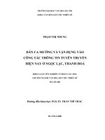 Tóm tắt Khóa luận tốt nghiệp: Dân ca mường và vận dụng vào công tác thông tin tuyên truyền hiện nay ở Ngọc Lặc, Thanh Hoá