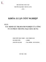Khóa luận tốt nghiệp xác định giá trị doanh nghiệp công ty cổ phần thương mại châu hưng 