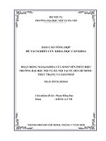 Hoạt động ngoại khóa cho sinh viên ở Phân hiệu Đại học Nội vụ Hà Nội tại Thành phố Hồ Chí Minh  Thực trạng và giải pháp (Đề tài NCKH)