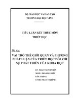 VAI TRÒ THẾ GIỚI QUAN và PHƯƠNG PHÁP LUẬN của TRIẾT học đối với sự PHÁT TRIỂN của KHOA học
