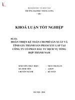 Khóa luận tốt nghiệp hoàn thiện kế toán chi phí sản xuất và tính giá thành sản phẩm xây lắp tại công ty cổ phần đầu tư dịch vụ tổng hợp thành nam 