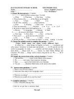 hai chanh secondary school one period test name subject english7 period 38 class 7 time 45 minutes i choose the best answers 2 marks 1 does lan have science class at 8 40 a when b what time