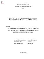 Khóa luận tốt nghiệp kế toán tập hợp chi phí sản xuất và tính giá thành sản phẩm tại công ty cổ phần khách sạn dịch vụ hà nam 