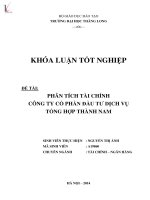 Khóa luận tốt nghiệp phân tích tài chính công ty cổ phần đầu tư dịch vụ tổng hợp thành nam 