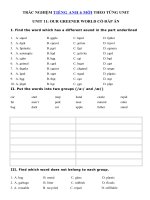 Bài tập trắc nghiệm tiếng Anh 6 Unit 11 Our greener world