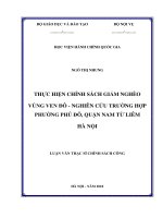 Thực hiện chính sách giảm nghèo vùng ven đô  Nghiên cứu trường hợp Phường Phú Đô, Quận Nam Từ Liêm, thành phố Hà Nội (Luận văn thạc sĩ)