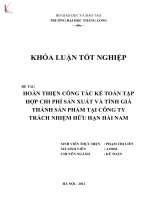 Khóa luận tốt nghiệp hoàn thiện công tác kế toán tập hợp chi phí sản xuất và tính giá thành sản phẩm tại công ty trách nhiệm hữu hạn hải nam 