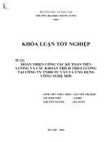 Khóa luận tốt nghiệp hoàn thiện công tác kế toán tiền lương và các khoản trích theo lương tại công ty TNHH tư vấn và ứng dụng công nghệ mới 