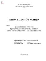 Khóa luận tốt nghiệp quản lý rủi ro tín dụng tại ngân hàng thương mại cổ phần công thương việt nam chi nhánh ba đình 