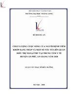 Tóm tắt luận văn thạc sĩ điều dưỡng chất lượng cuộc sống của người bệnh viêm khớp dạng thấp và một số yếu tố liên quan điều trị ngoại trú tại trung tâm y tế huyện an phú, an giang năm 2020 