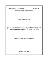 Luận văn Thạc sĩ Quản lý công Quản lý nhà nước về xây dựng nông thôn mới trên địa bàn huyện Ba Bể, tỉnh Bắc Kạn