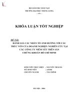 Khóa luận tốt nghiệp đánh giá các nhân tố ảnh hưởng tới cấu trúc vốn của doanh nghiệp nghiên cứu tại các công ty niêm yết trên sàn chứng khoán hồ chí minh 