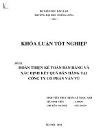 Khóa luận tốt nghiệp hoàn thiện kế toán bán hàng và xác định kết quả bán hàng tại công ty cổ phần vân vũ 