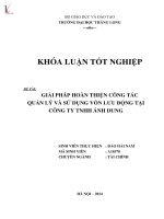 Khóa luận tốt nghiệp giải pháp hoàn thiện công tác quản lý và sử dụng vốn lưu động tại công ty TNHH ánh dung 