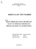 Khóa luận tốt nghiệp khóa luận tốt nghiệp hoàn thiện kế toán chi phí sản xuất và tính giá thành sản phẩm tại công ty cổ phần DTO 