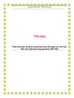 Tiểu luận: Phân tích nhân tố nội tại trong chính sách đối ngoại của Việt Nam Dân chủ Cộng hòa trong giai đoạn 1945-1946