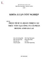 Khóa luận tốt nghiệp phân tích cấu trúc vốn và chi phí sử dụng vốn tại công ty CP hoàng anh gia lai 