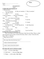 name name class english test 2 class 6 i choose the correct answer 2 1 what are these a it’s an armchair b they are armchairs c they’re armchair 2 nga play soccer a do b does c is 3 we have histor