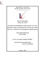 Tóm tắt luận văn thạc sĩ điều dưỡng đặc điểm người bệnh sau phẫu thuật ung thư đại trực tràng và một số yếu tố liên quan đến công tác chăm sóc người bệnh tại bệnh viện k 