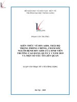 Tóm tắt luận văn thạc sĩ y tế công cộng kiến thức về HIVAIDS, thái độ trong phòng chống, chăm sóc người bệnh HIVAIDS của sinh viên trường cao đẳng quân y 1 năm 2019 và một số yếu tố liên quan 