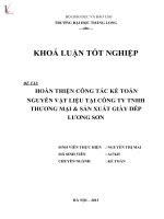 Khóa luận tốt nghiệp hoàn thiện công tác kế toán nguyên vật liệu tại công ty TNHH thương mại  sản xuất giày dép lương sơn 