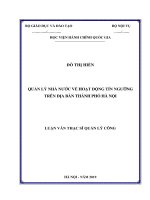 Luận văn Thạc sĩ Quản lý công Quản lý nhà nước về hoạt động tín ngưỡng trên địa bàn thành phố Hà Nội