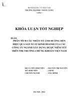 Khóa luận tốt nghiệp phân tích các nhân tố ảnh hưởng đến hiệu quả sản xuất kinh doanh của các công ty ngành xây dựng được niêm yết trên thị trường chứng khoán việt nam 