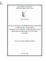 Tóm tắt luận văn thạc sĩ điều dưỡng kết quả chăm sóc người bệnh thoát vị đĩa đệm và một số yếu tố liên quan tại khoa vật lý trị liệu   phục hồi chức năng bệnh viện đa khoa khu vực tân châu năm 2020 
